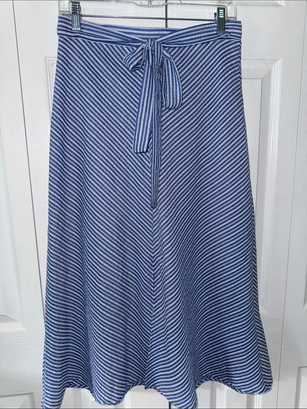 Westport Blue and White Striped A-Line Tie-Waist Skirt Sz S